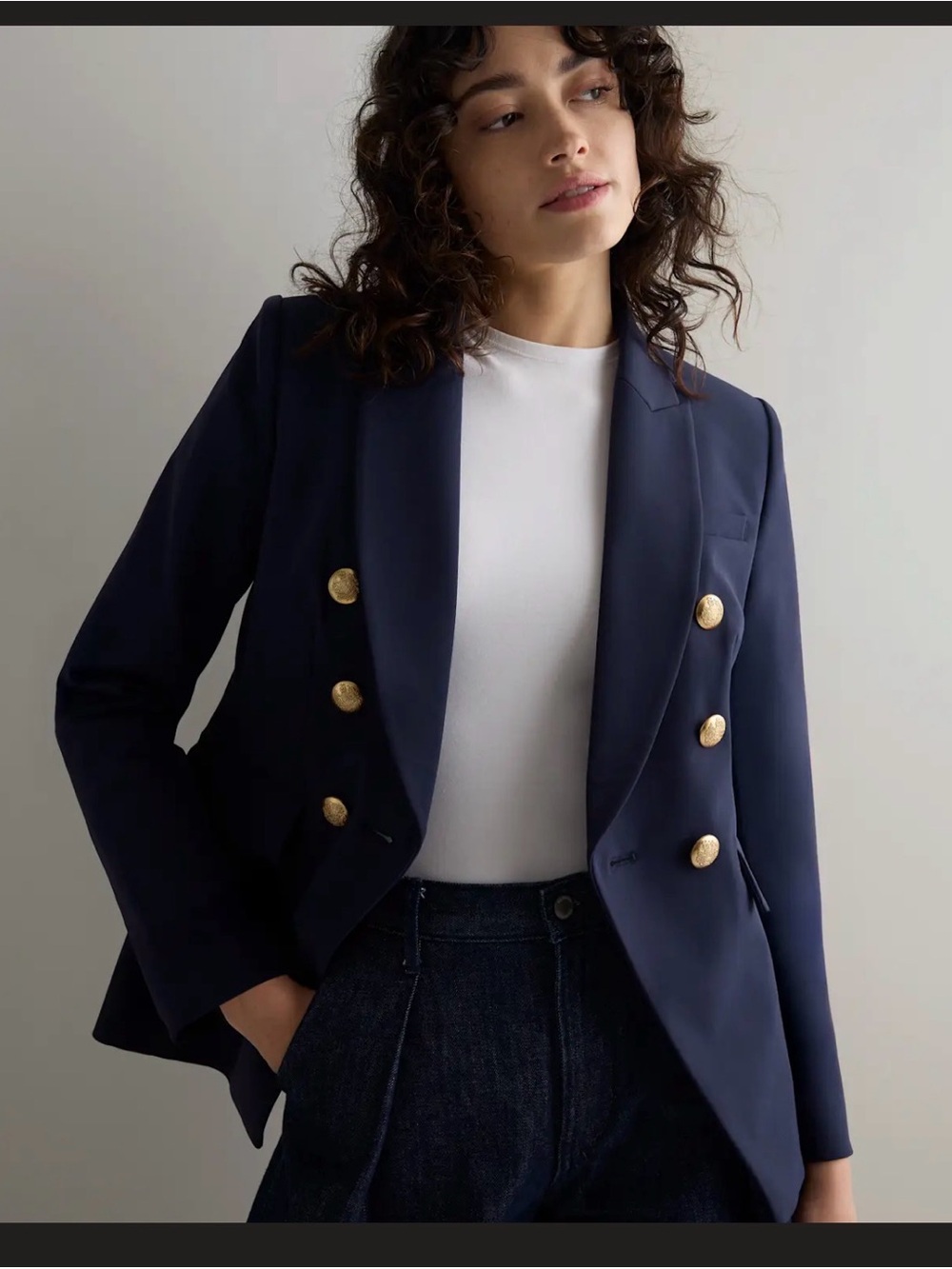 Quince Scuba Captains Convertible Blazer with Gold Buttons
